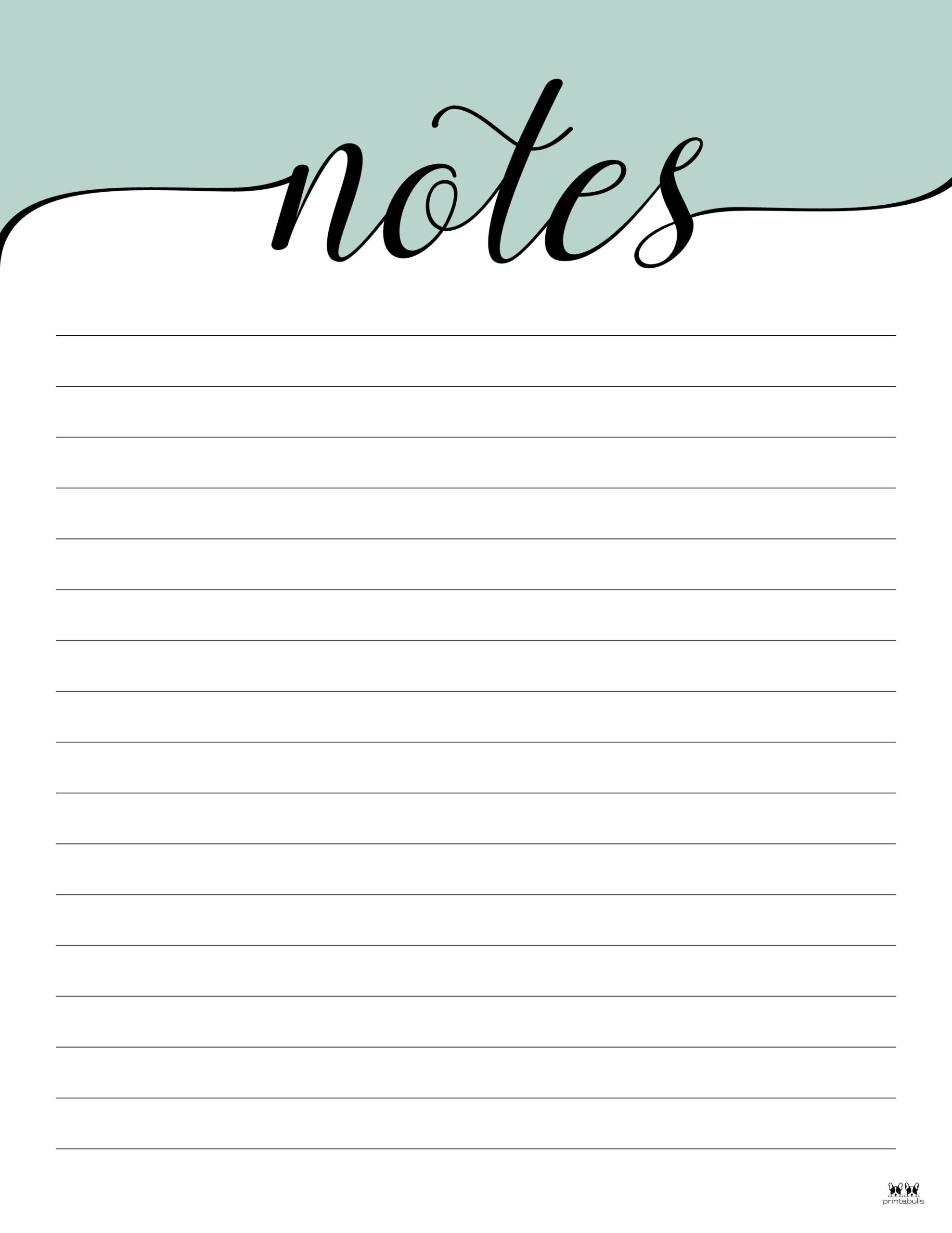 Note Pages Templates 30 FREE Printables Printabulls