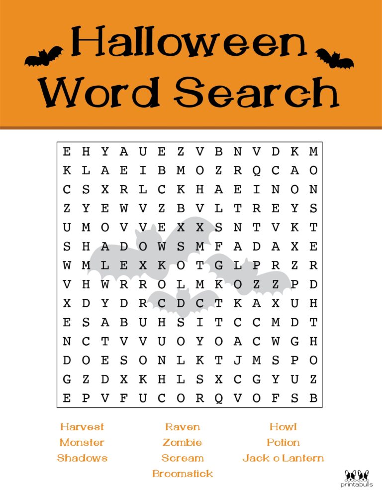 Free Printable Halloween Word Searches | Printabulls