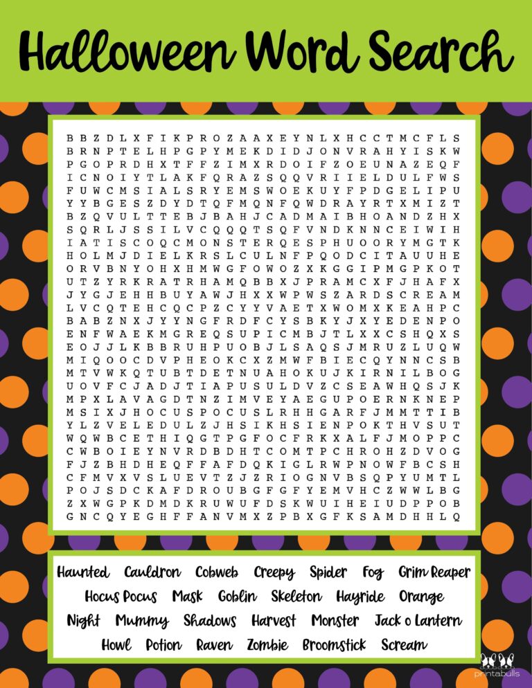 Free Printable Halloween Word Searches | Printabulls