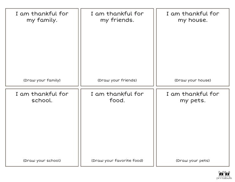 'I Am Thankful For' Printables - 10 Unique Worksheets - PrintaBulk