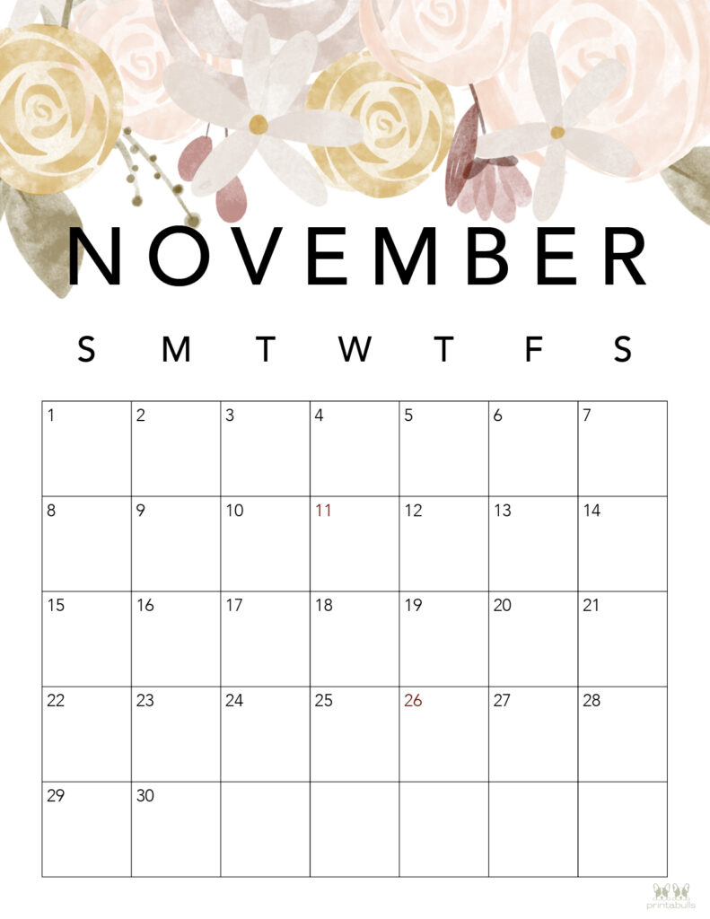 Printable November 2020 Calendar-Style 4