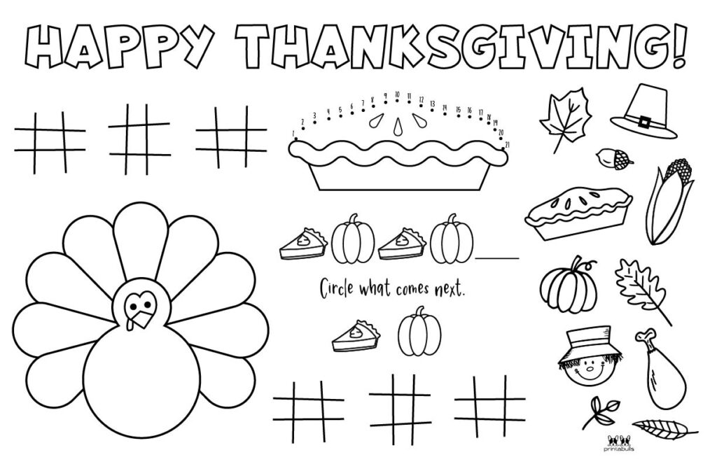 Printable Thanksgiving Placemats Printabulls