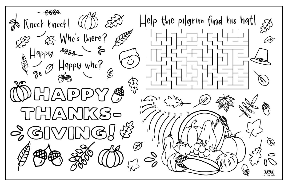 Printable Thanksgiving Placemats | Printabulls