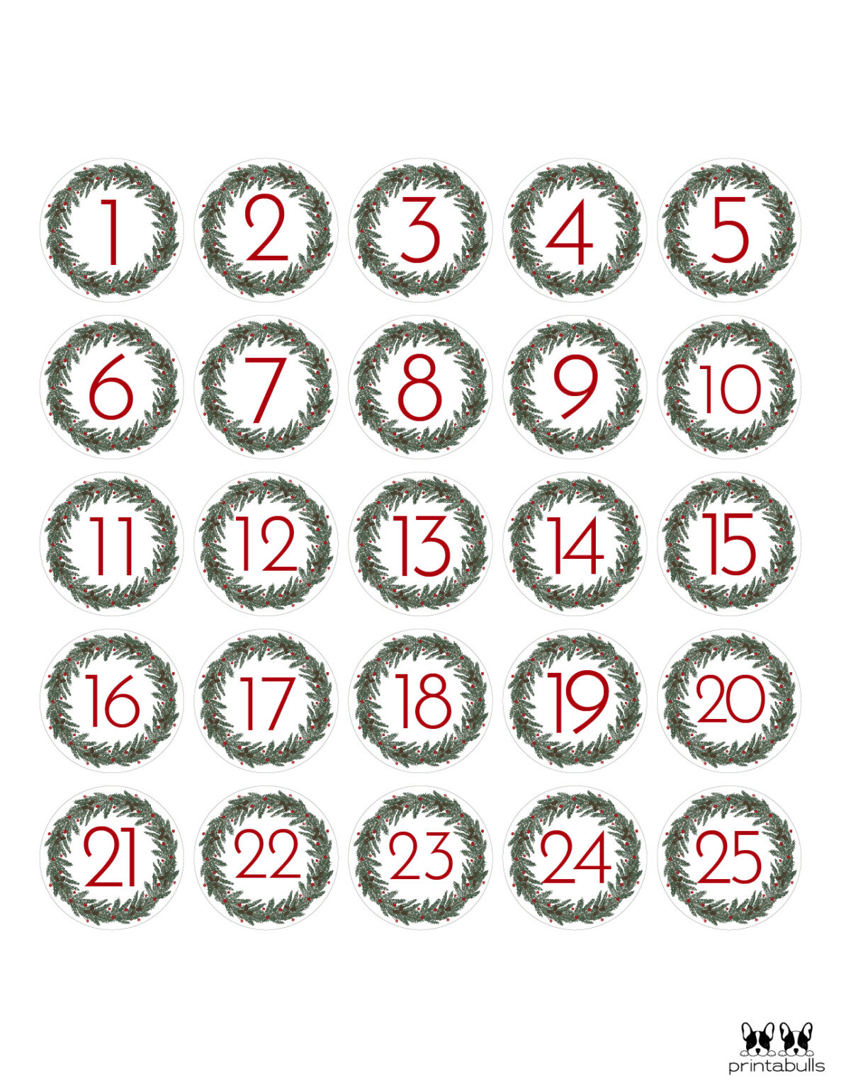 Christmas Numbers Printabulls