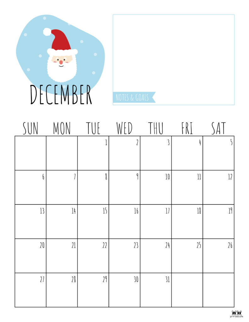 Printable December Calendar-Style 8