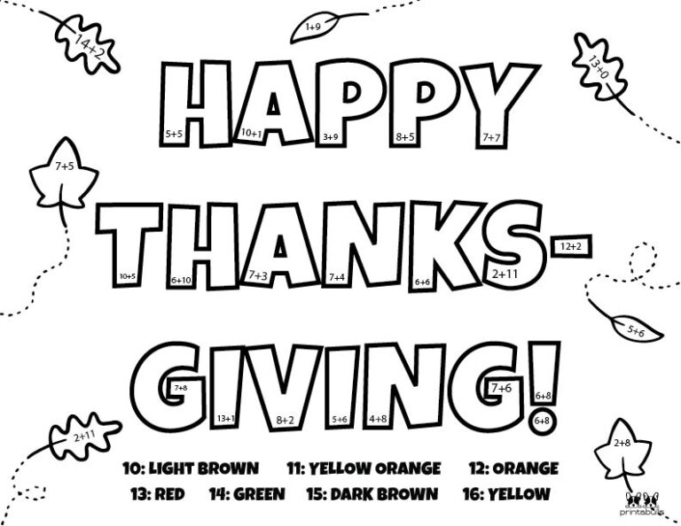 Thanksgiving Color By Number Printables | Printabulls