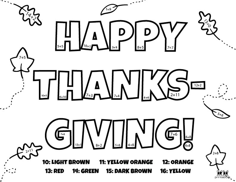 Printable Thanksgiving Color By Number-Page 14