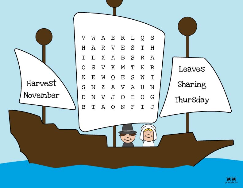 Printable Thanksgiving Word Search-Easy 3