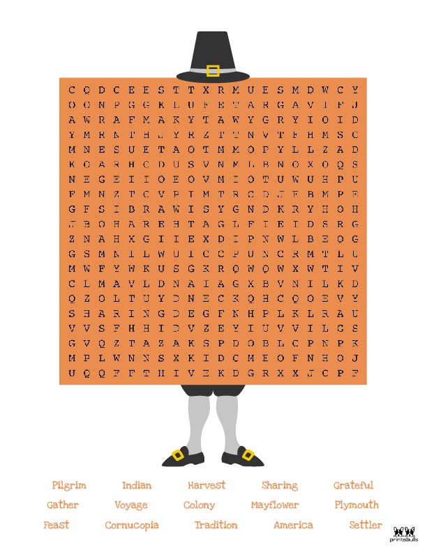 Printable Thanksgiving Word Search-Hard 1