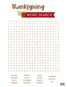 Thanksgiving Word Searches | Printabulls