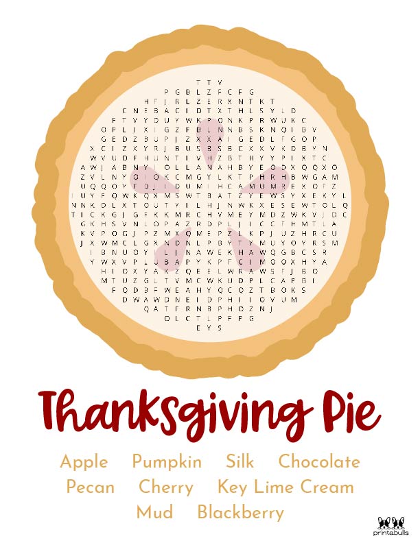 Printable Thanksgiving Word Search-Medium 1