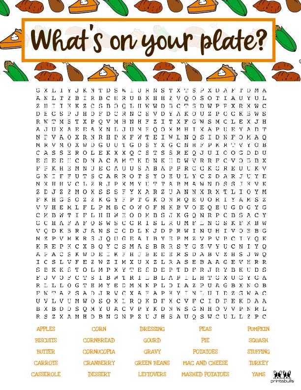 Printable Thanksgiving Word Search-Very Hard 1