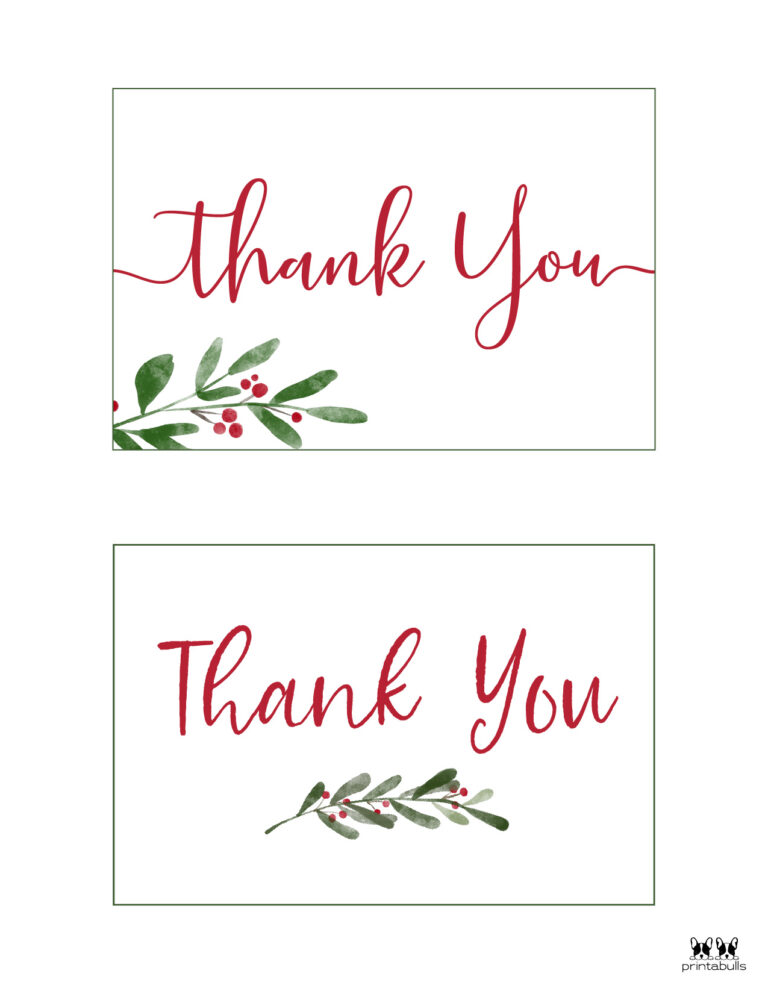 Thank You Cards Christmas Printable
