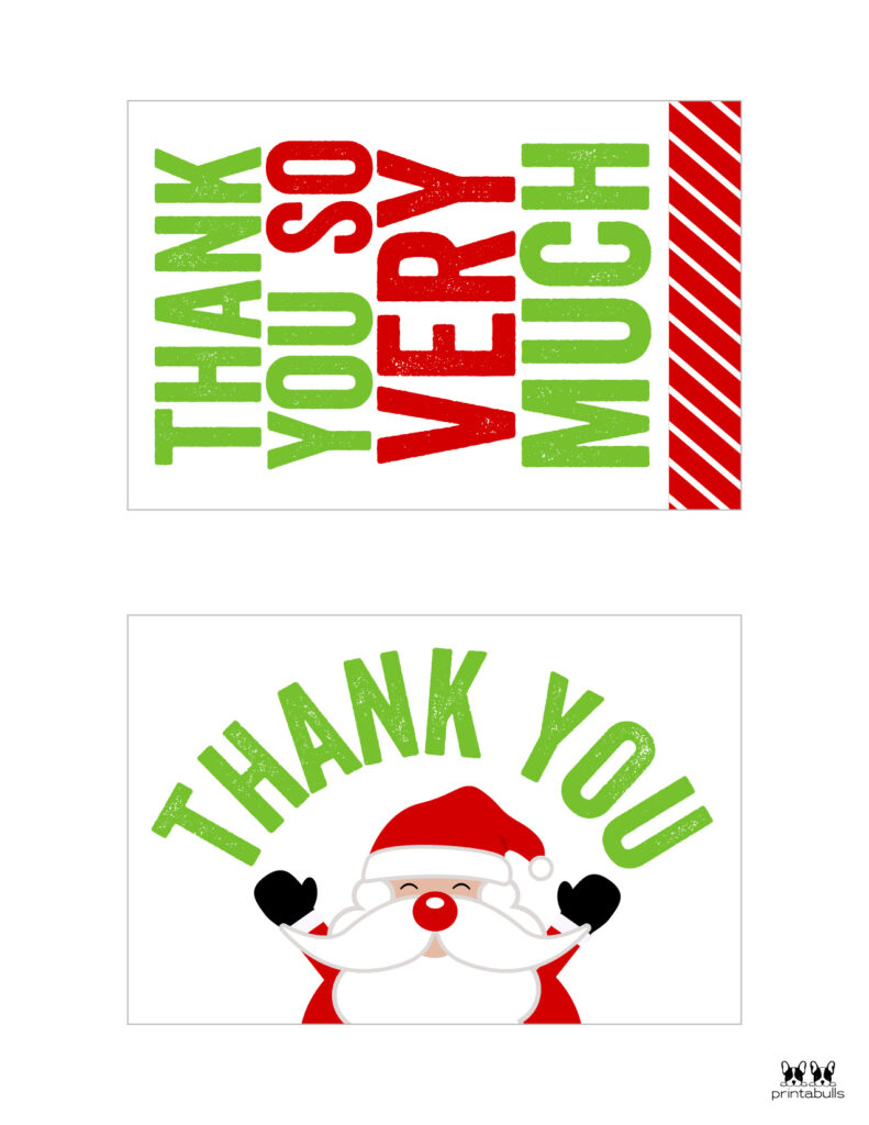 Christmas Thank You Cards - 25 Free Printable Cards | Printabulls