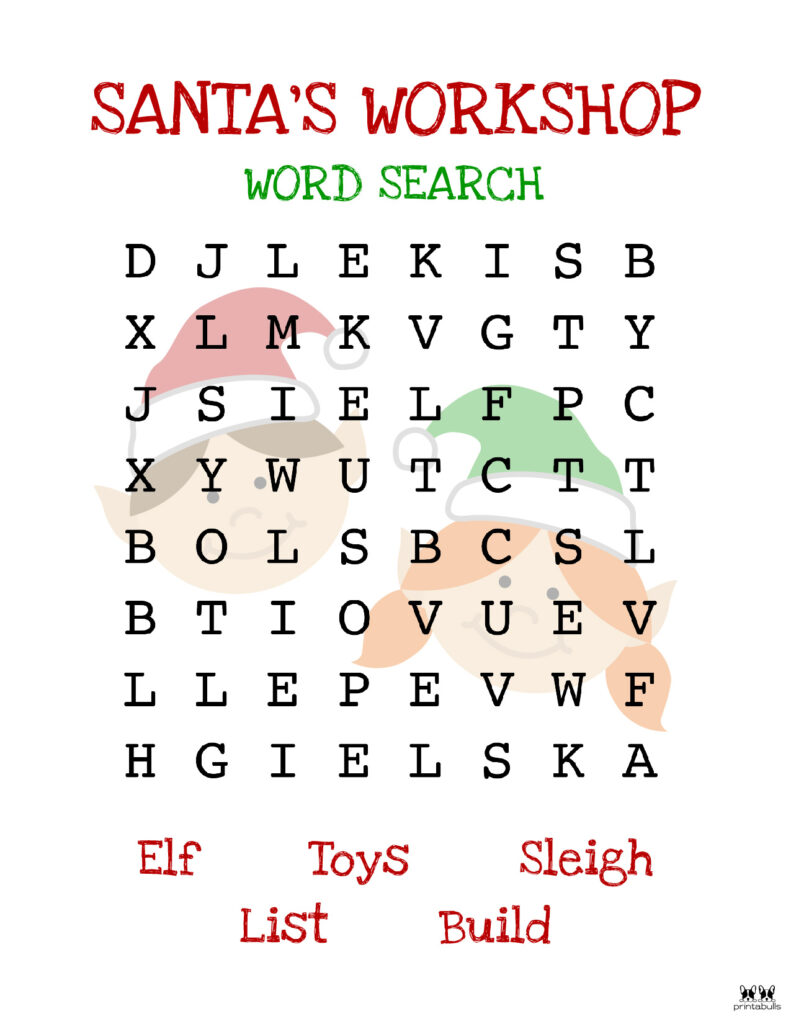 Printable Christmas Word Search-Easy 1