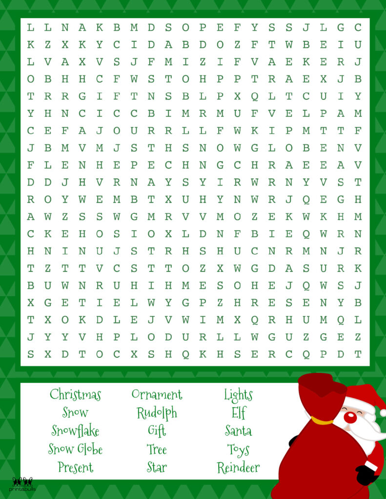 Printable Christmas Word Search-Hard 1