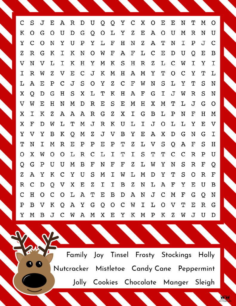 Printable Christmas Word Search-Hard 5