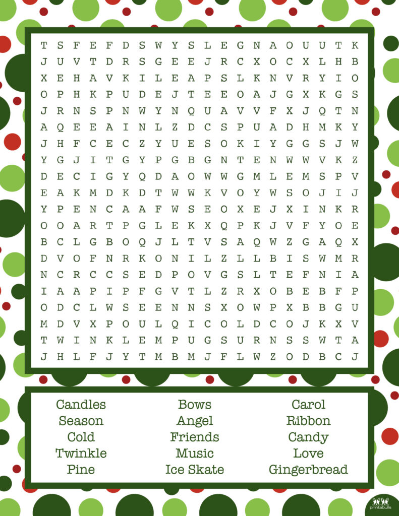 Printable Christmas Word Search-Hard 7
