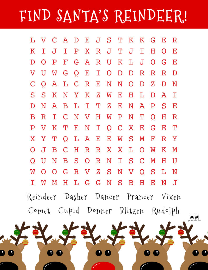 Printable Christmas Word Search-Medium 1