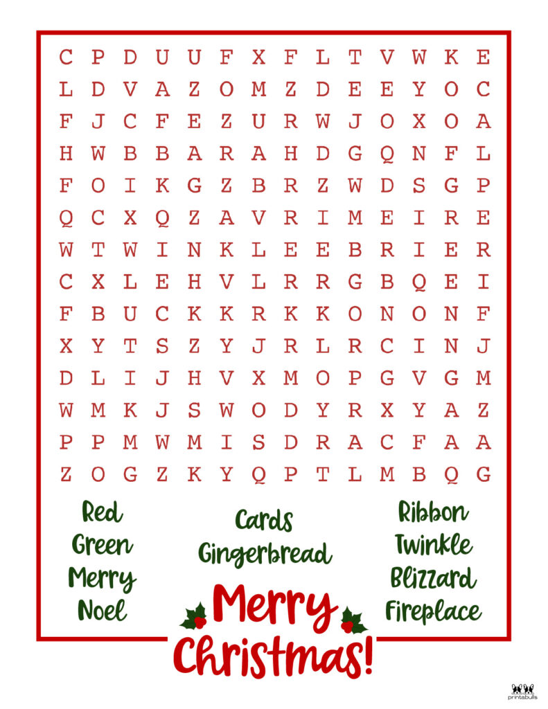Printable Christmas Word Search-Medium 7