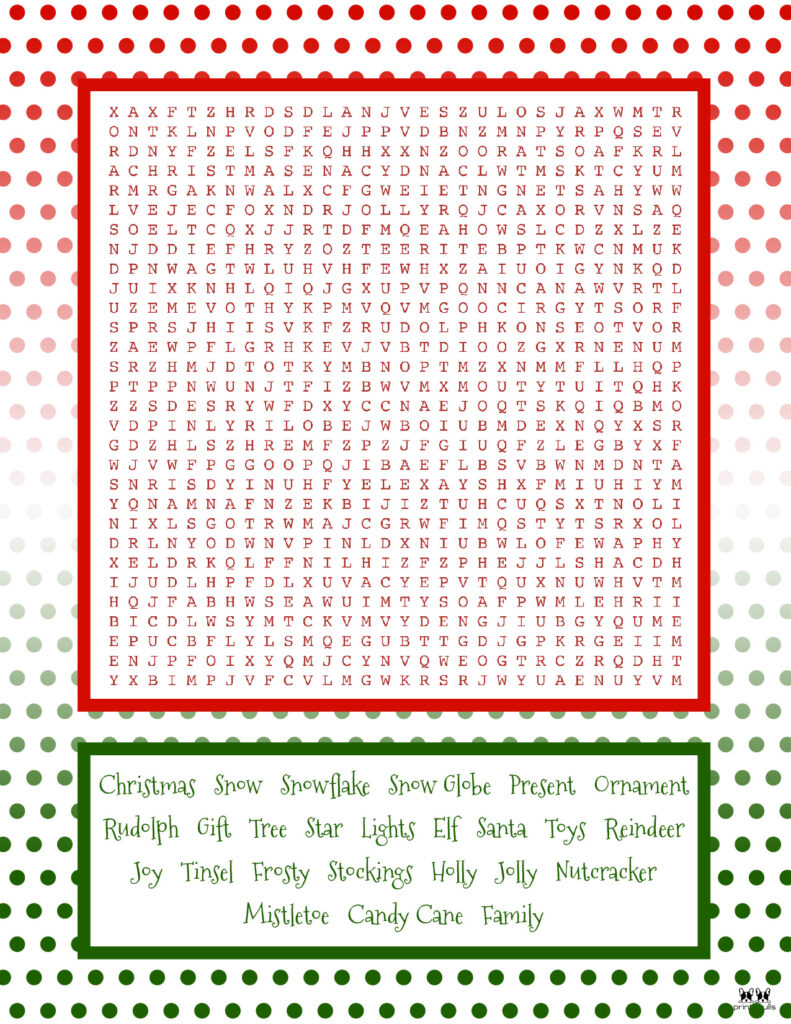 Printable Christmas Word Search-Very Hard 1