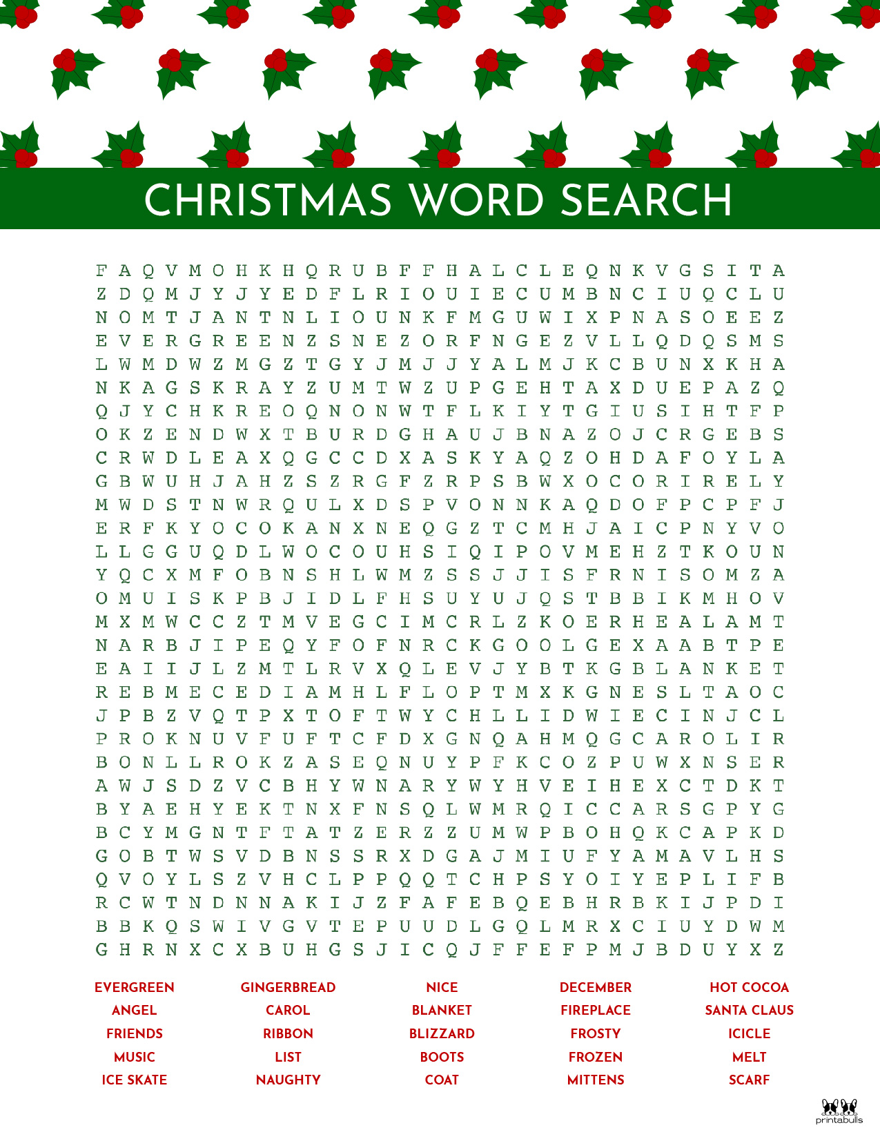 Holiday Word Searches Printable Web Printable Word Search Puzzles.