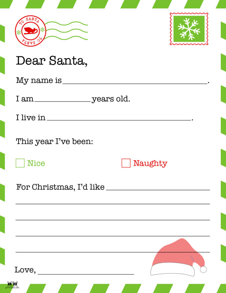 Dear Santa Letter Printables - FREE  Printabulls Intended For Dear Santa Letter Template Free