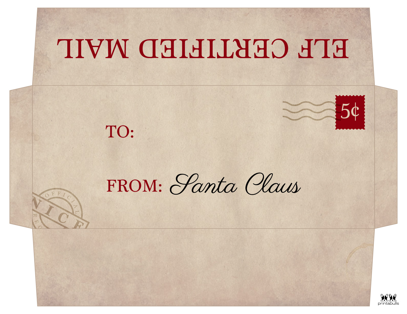 Printable Christmas Envelope Template