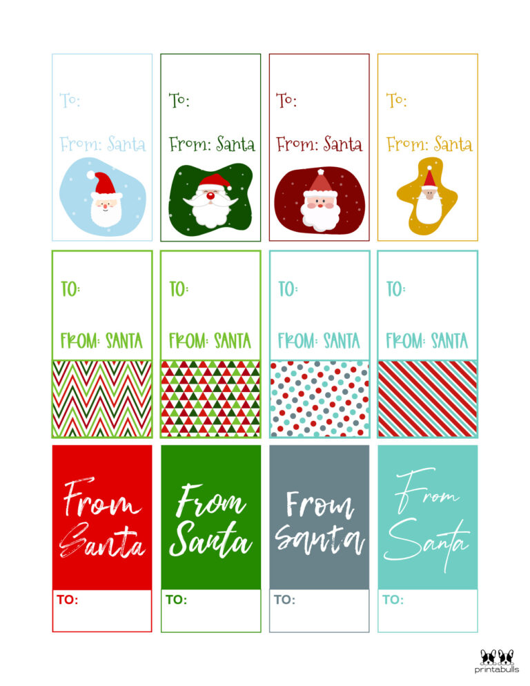 Santa Gift Tags - 80 Free Printable Tags &amp; Labels | Printabulls