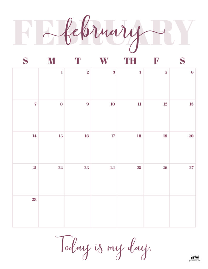 Printable February 2021 Calendar-Style 13