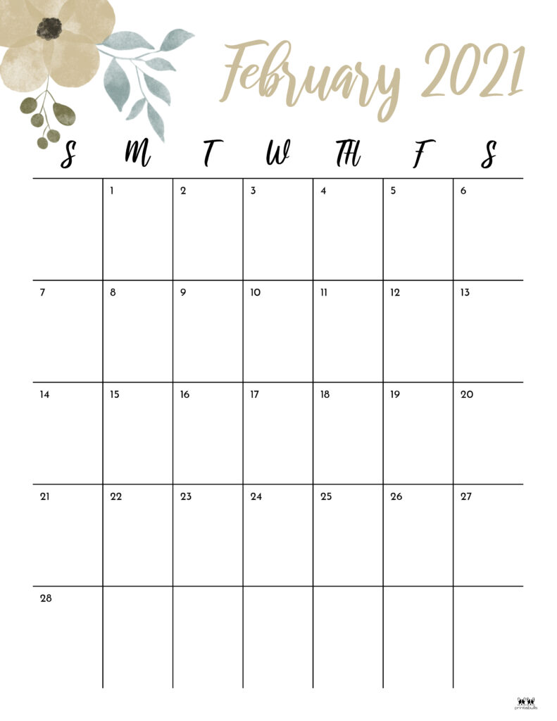 Printable February 2021 Calendar-Style 15