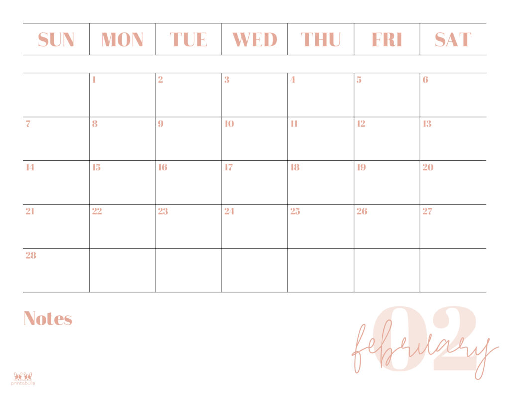 Printable February 2021 Calendar-Style 2