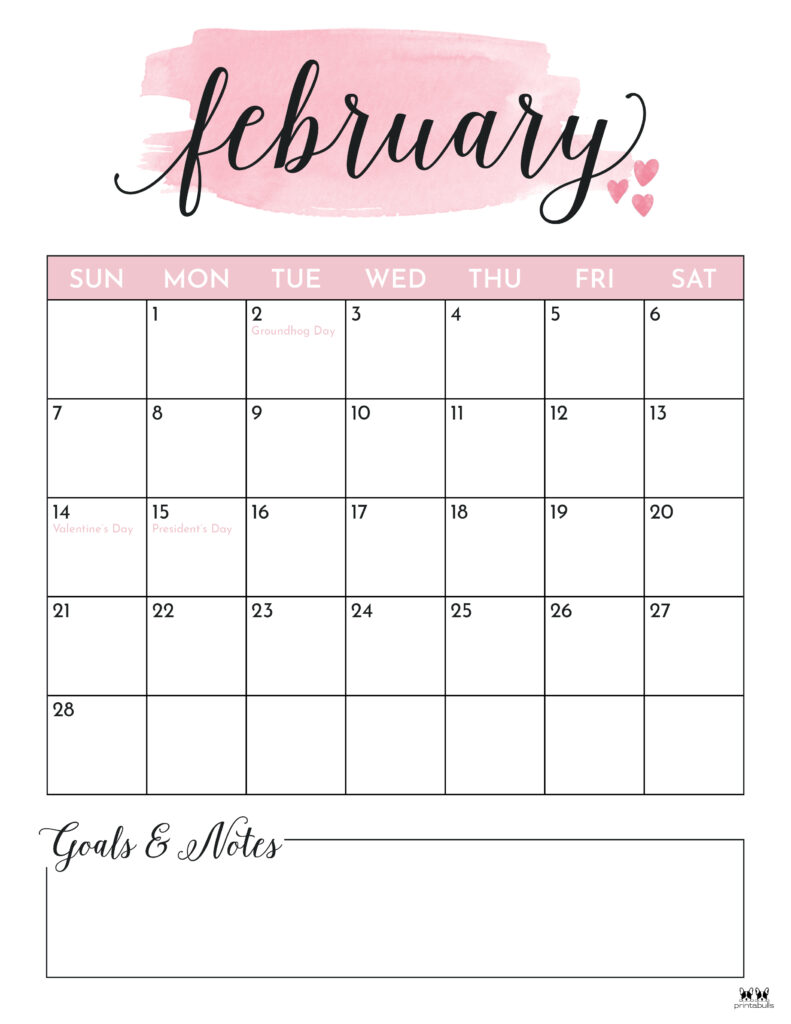 Printable February 2021 Calendar-Style 5