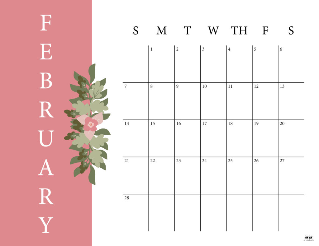 Printable February 2021 Calendar-Style 6