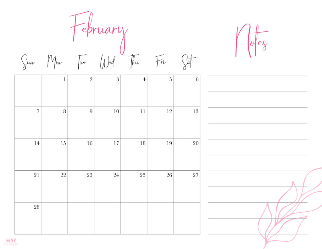 Printable February 2021 Calendar-Style 7