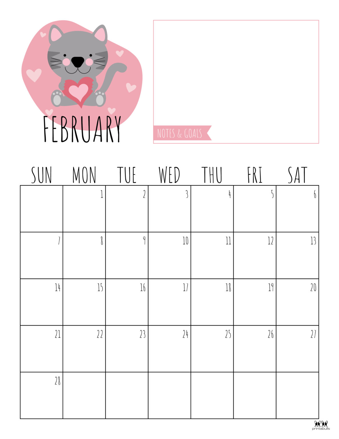 February 2021 Calendars Free - Printable February 2021 Calendar Style 8 1187x1536 