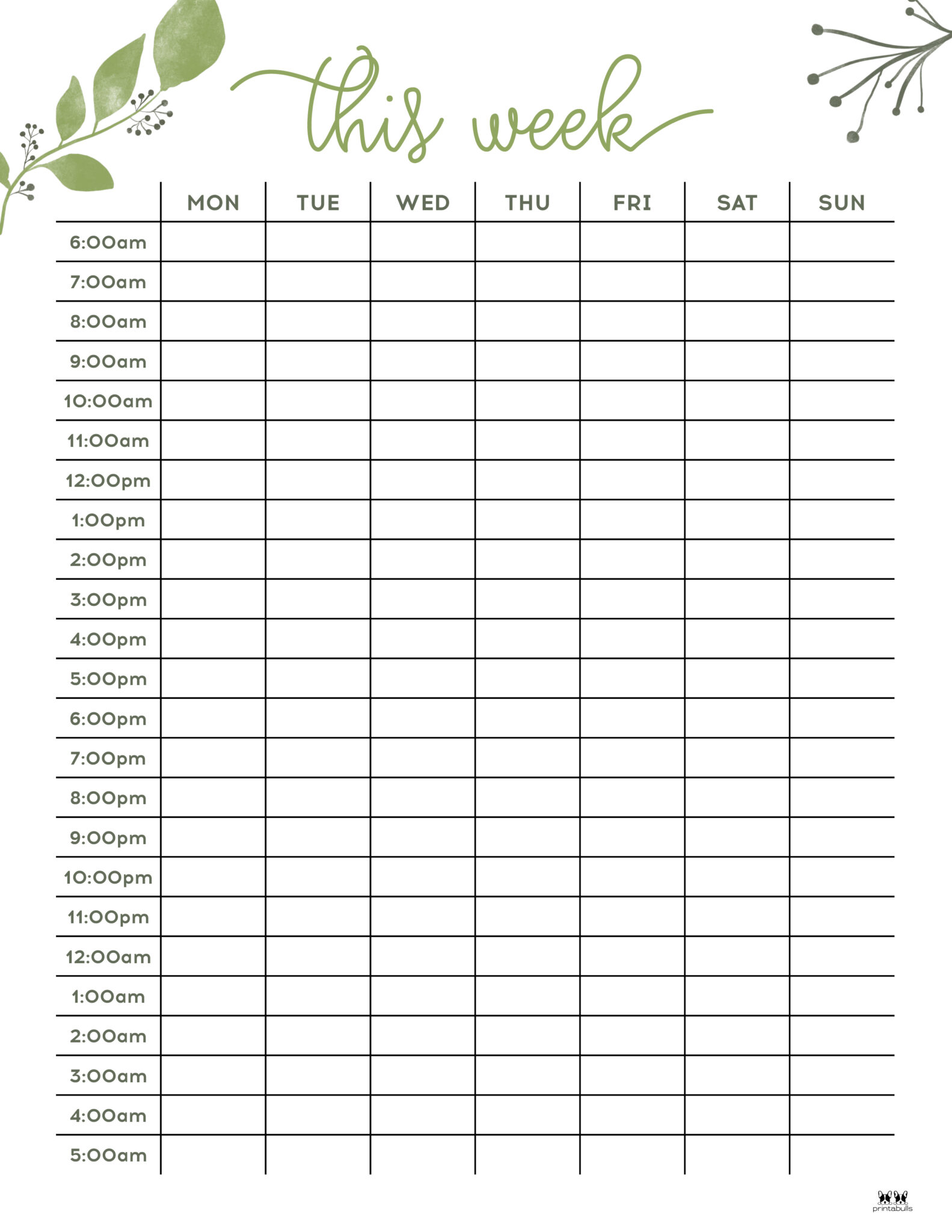 Weekly Planner Printable With Hours