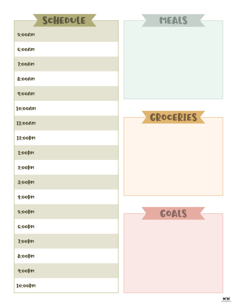 Hourly Planners - 20 FREE Printables | Printabulls
