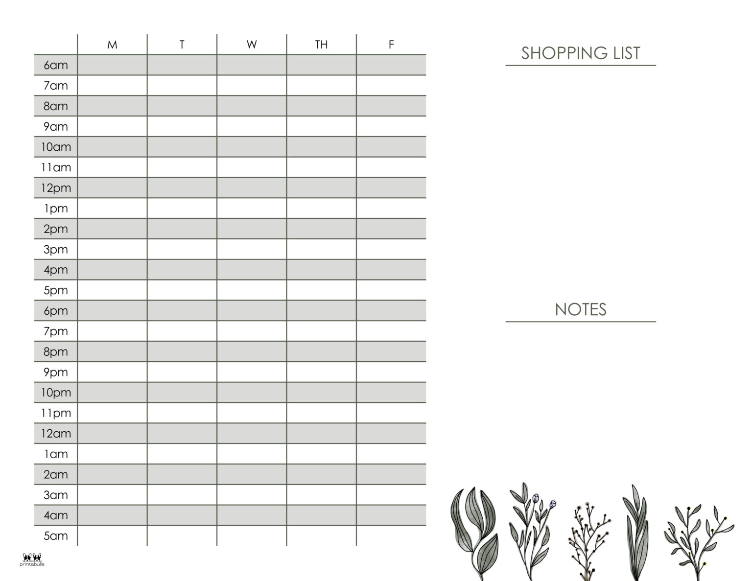 Hourly Planners 20 FREE Printables Printabulls