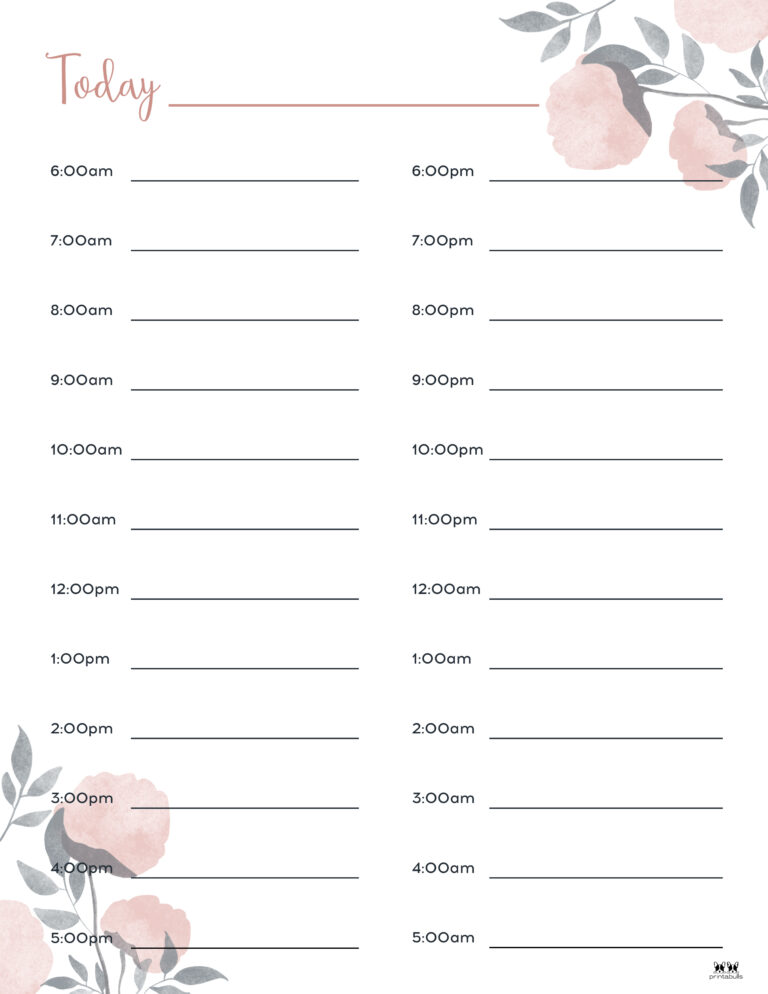 Hourly Planners - 20 FREE Printables | Printabulls