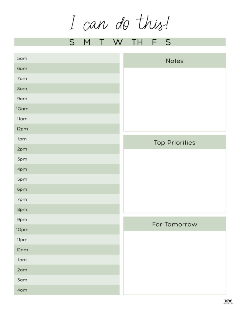 Hourly Planners FREE Printables Printabulls