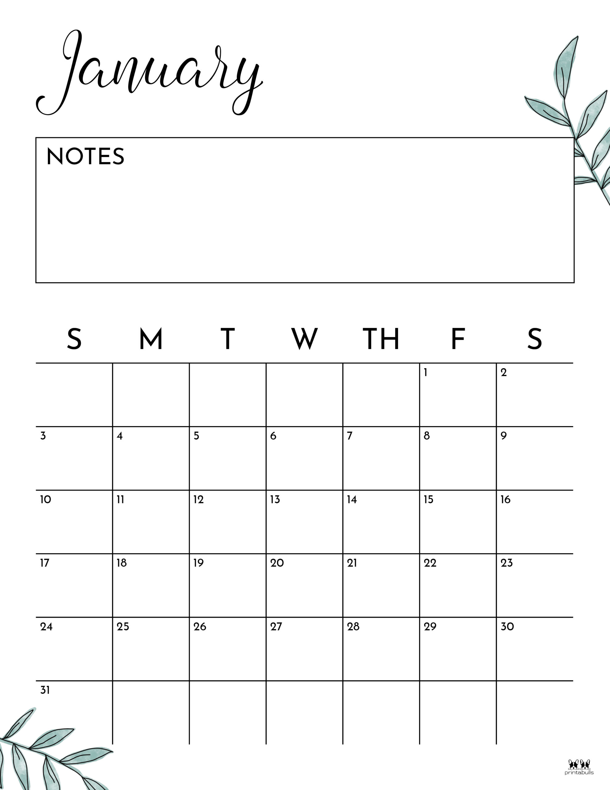 January 2021 Calendars - 15 Free Calendars | Printabulls