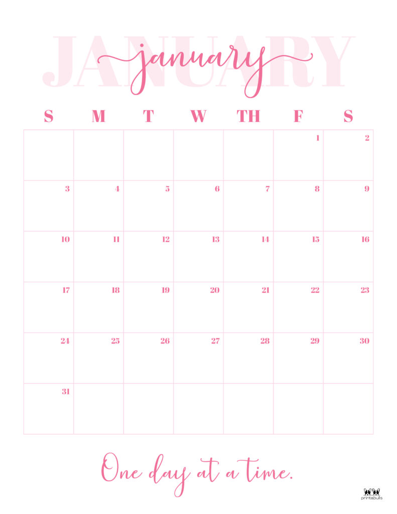 Printable January 2021 Calendar-Style 13