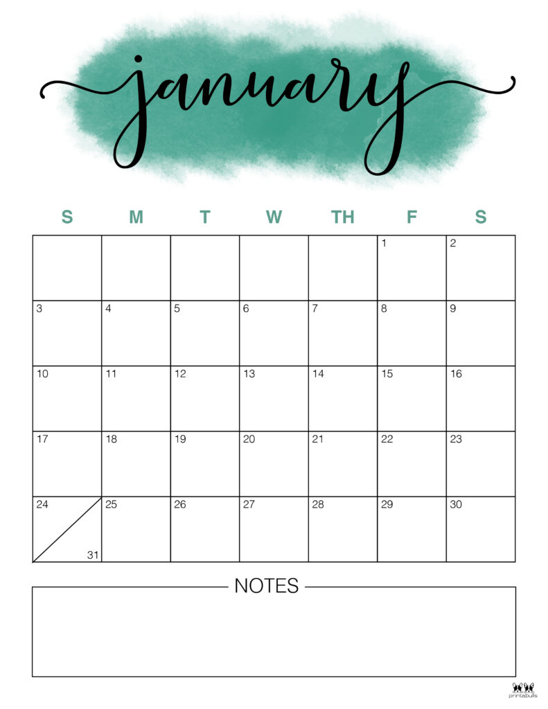 Printable January 2021 Calendar-Style 14
