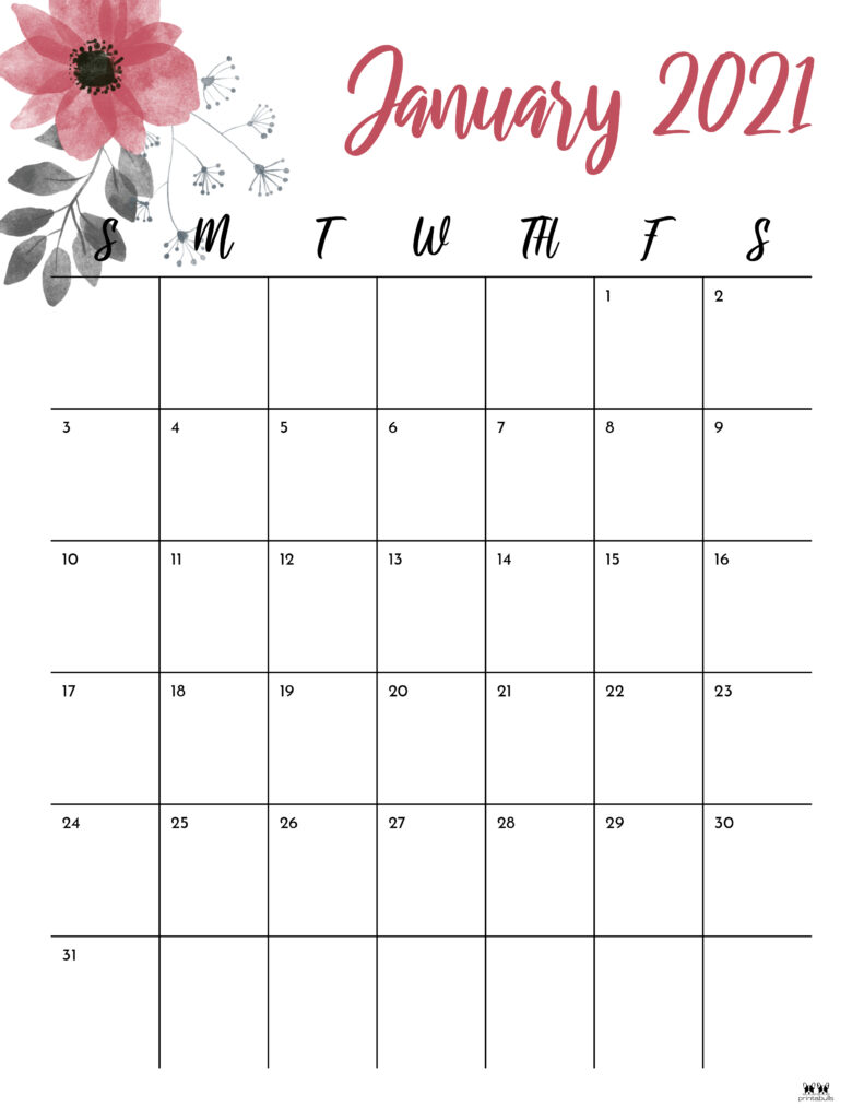 Printable January 2021 Calendar-Style 15