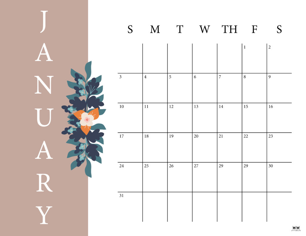 Printable January 2021 Calendar-Style 6