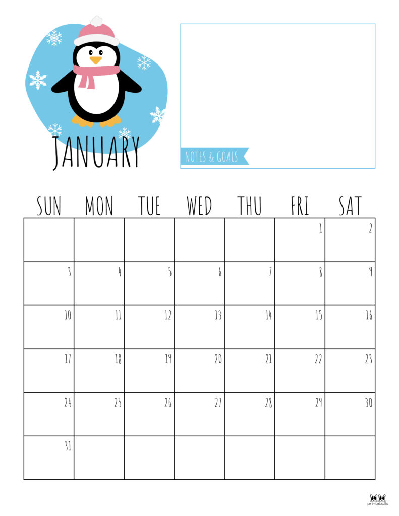 Printable January 2021 Calendar-Style 8