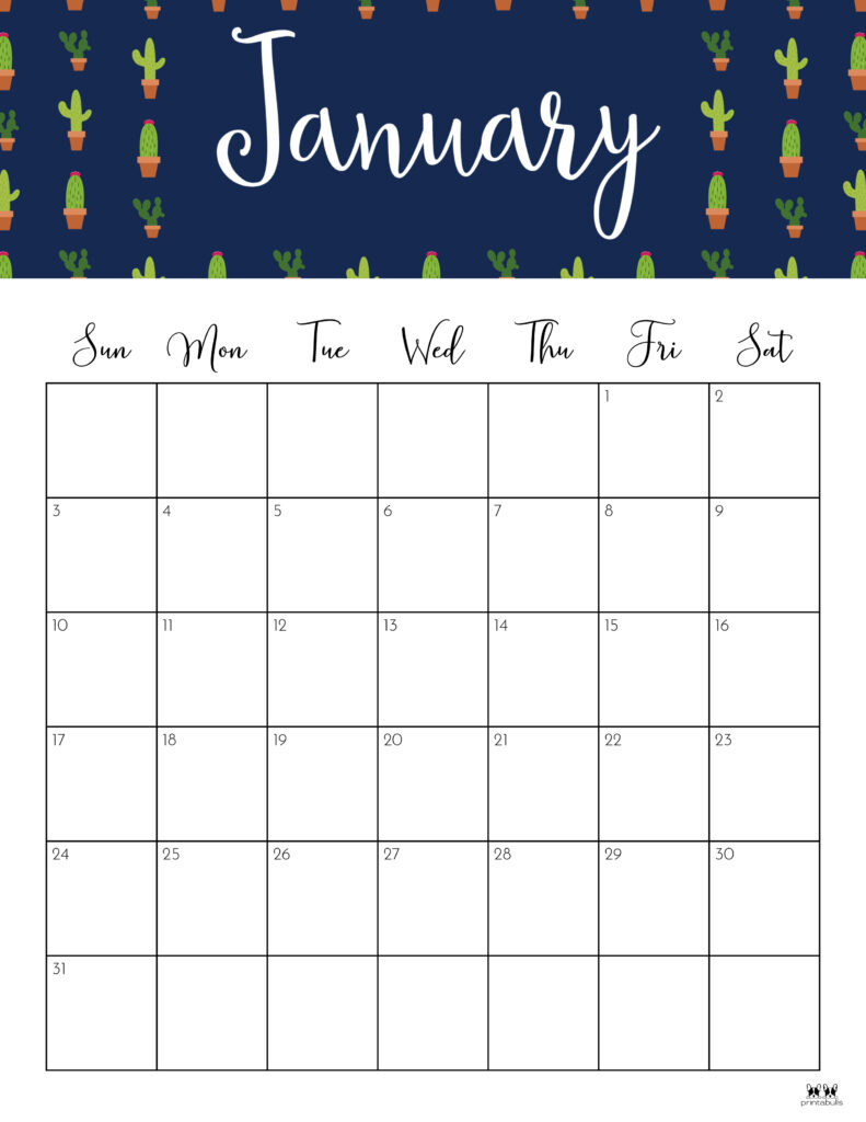 Printable January 2021 Calendar-Style 9