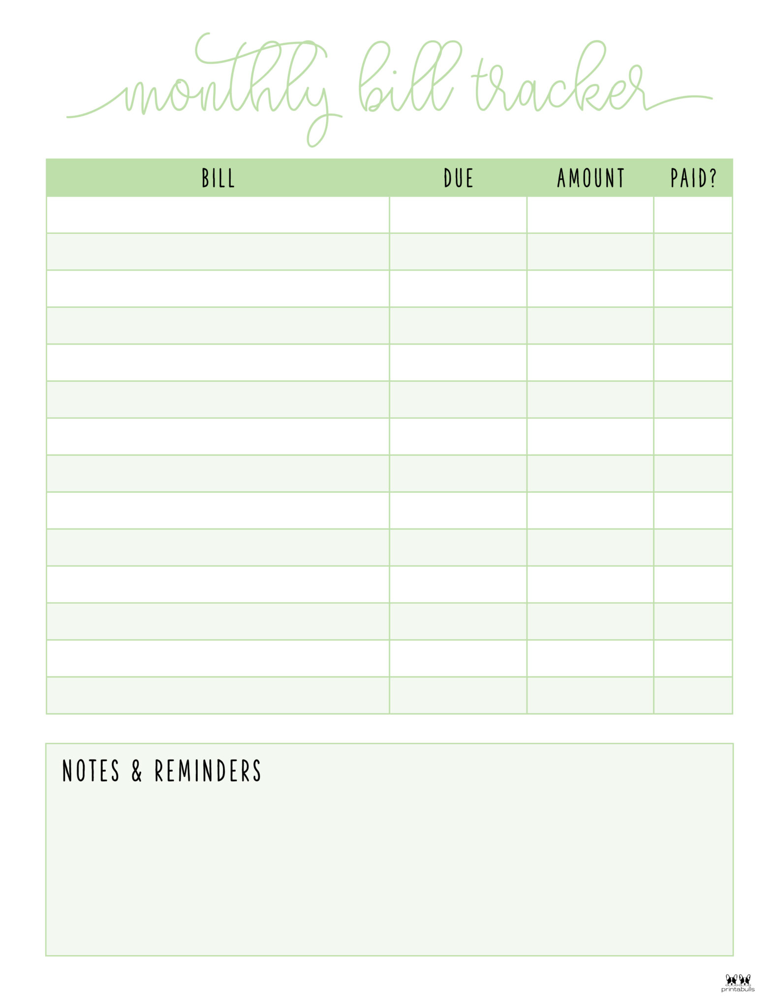 Monthly Bill Organizers 18 Free Printables Printabulls