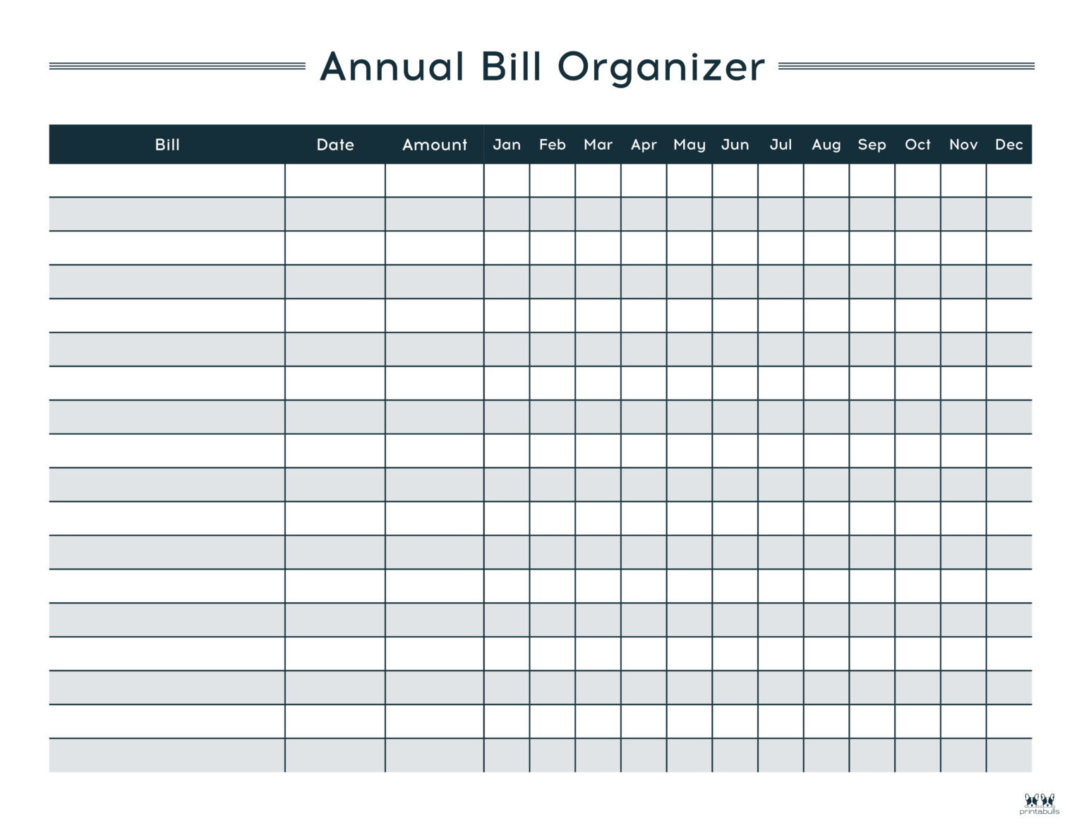 Monthly Bill Organizers 18 Free Printables Printabulls